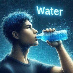 man drinking water flavored with water enhancer